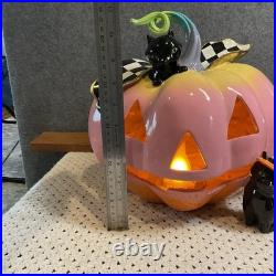 Mackenzie-Childs Trick or Treat Illuminated Jack O' Lantern Halloween Pink Rare