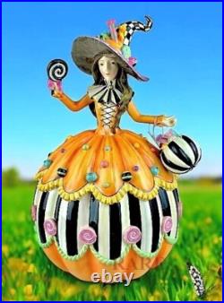 Mackenzie-Childs Trick or Treat Illuminated Witch Figurine 14.25 Tall New Box