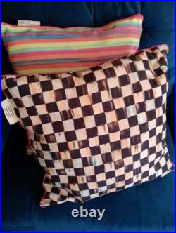 Mackenzie Childs set of 2 Courtley check stripe pillows stunning home decor