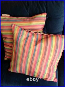 Mackenzie Childs set of 2 Courtley check stripe pillows stunning home decor