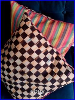 Mackenzie Childs set of 2 Courtley check stripe pillows stunning home decor