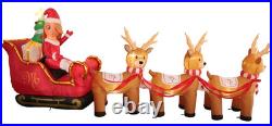 Mariah Carey 12ft Christmas Inflatable Santa Sleigh +3 Reindeer Outdoor -RETIRED