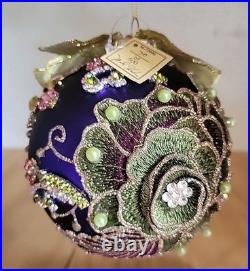 Mark Roberts 70/500 Jewel Ornament Original Box Vintage Peacock Floral Purple