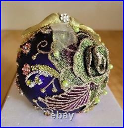 Mark Roberts 70/500 Jewel Ornament Original Box Vintage Peacock Floral Purple