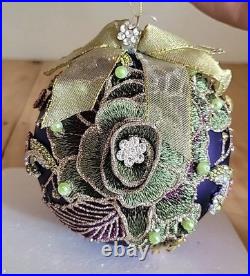 Mark Roberts 70/500 Jewel Ornament Original Box Vintage Peacock Floral Purple