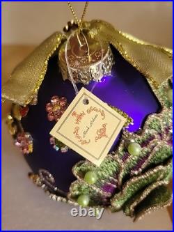 Mark Roberts 70/500 Jewel Ornament Original Box Vintage Peacock Floral Purple
