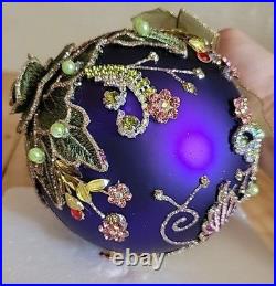 Mark Roberts 70/500 Jewel Ornament Original Box Vintage Peacock Floral Purple