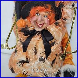 Mark Roberts Collection Halloween Witch Candy Treat Bag Spiders Orange Shelf