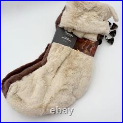 Martha Sewart Set of 3 Faux Fur Neutrals Brown Tan Beige Christmas Stockings