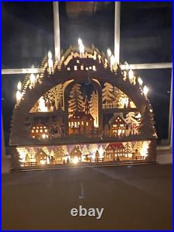 Martha Stewart Christmas Wood Arch Cut Out Mini Candles Lights Up Santa Winter