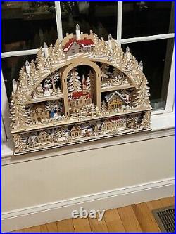 Martha Stewart Christmas Wood Arch Cut Out Mini Candles Lights Up Santa Winter