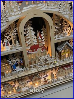 Martha Stewart Christmas Wood Arch Cut Out Mini Candles Lights Up Santa Winter