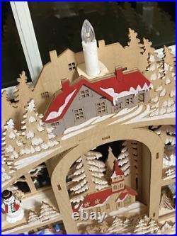 Martha Stewart Christmas Wood Arch Cut Out Mini Candles Lights Up Santa Winter
