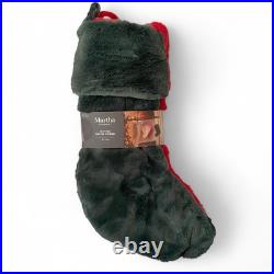 Martha Stewart FAUX FUR Christmas Stockings Set of 3 22 GREEN RED WHITE Classic