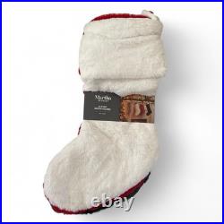 Martha Stewart FAUX FUR Christmas Stockings Set of 3 22 GREEN RED WHITE Classic