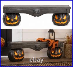 Martha Stewart LED Jack O Lantern Bench Halloween Decor, 4.5Ft Long