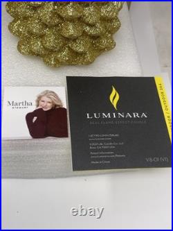 Martha Stewart LUMINARA Gold Christmas Glitter Tree Pillars Candles, 6.5, 9.5