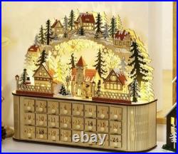 Martha Stewart Wooden Advent Calendar with 25 Drawer Large Lighted LED Christmas