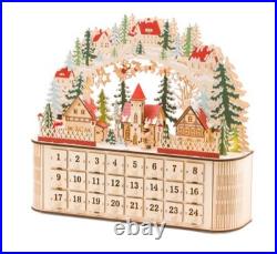 Martha Stewart Wooden Advent Calendar with 25 Drawer Large Lighted LED Christmas