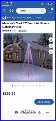 Member's Mark 12' Pre-Lit Multicolor LED Lightshow Tree 65 Lighting Effects