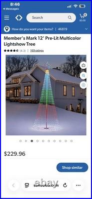 Member's Mark 12' Pre-Lit Multicolor LED Lightshow Tree 65 Lighting Effects