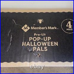 Member's Mark 4-Piece Pre-Lit Pop-up Halloween Pals 370 LEDs Indoor/Outdoor