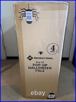 Member's Mark 4-Piece Pre-Lit Pop-up Halloween Pals 370 LEDs Indoor/Outdoor