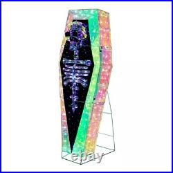 Member's Mark 5' Pre-Lit Prismatic Coffin 300 LED Outdoor Halloween Decor Prop