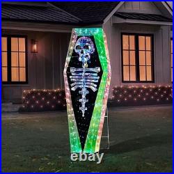 Member's Mark 5' Pre-Lit Prismatic Coffin 300 LED Outdoor Halloween Decor Prop