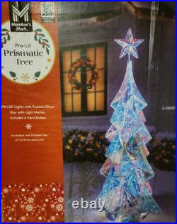 Member's Mark 6ft White LED Pre-Lit Prismatic Tree Iridescent Finish NEW READ