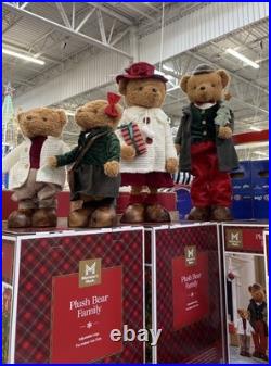 Member's Mark Plush Bear Family Set 4 Christmas Holiday Decorations Decor