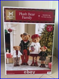 Member's Mark Plush Bear Family Set 4 Christmas Holiday Decorations Decor