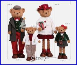 Member's Mark Plush Bear Family Set 4 Christmas Holiday Decorations Decor