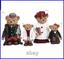 Member's Mark Plush Bear Family Set 4 Christmas Holiday Decorations Decor