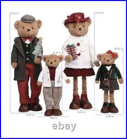 Member's Mark Plush Bear Family Set 4 Christmas Holiday Decorations Decor