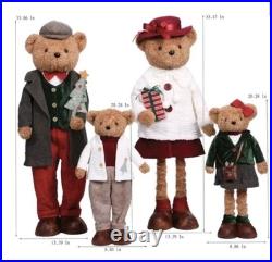 Member's Mark Plush Bear Family Set 4 Christmas Holiday Decorations Decor