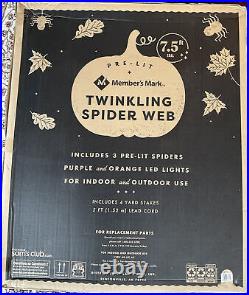 Member's Mark Pre-Lit 90 Twinkling Spider Web 7.5 ft Tall Halloween Dec