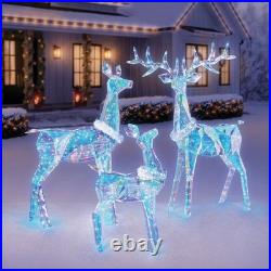 Member's Mark Pre-Lit Prismatic Deer Family Holiday Decor, Set of 3