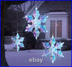 Member's Mark Pre-Lit Prismatic Snowflakes Set of 3