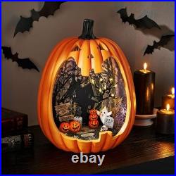 Member's Mark Pre-Lit Pumpkin Scene 13.75in Halloween Decor 2 Pack LED