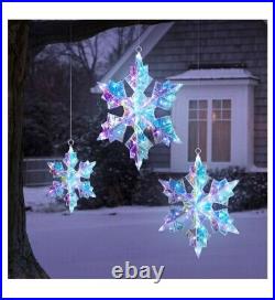 Member's Mark Set of 3 Pre-Lit Prismatic Snowflakes USED ONE SEASON RARE FIND