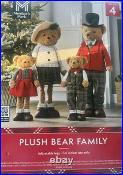 Members Mark Plush Bear Family S/4 Adjustable Legs Indoor Christmas Decor