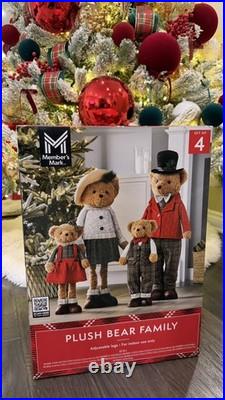 Members Mark Plush Bear Family Set of 4 Adjustable Legs Indoor Christmas Decor