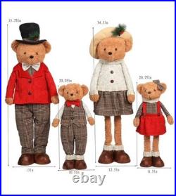 Members Mark Plush Bear Family Set of 4 Adjustable Legs Indoor Christmas Decor