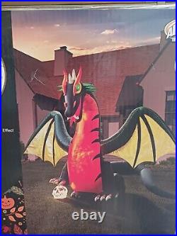 Members Mark Pre Lit 13.5 Ft Wide Inflatable Dragon Halloween Yard Decor