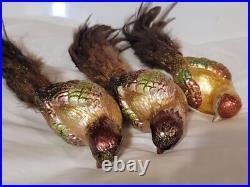 Mercury glass bird ornament Clip On MINT PERFECT 9 LARGE LOT OF 3 VINTAGE MINT