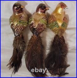 Mercury glass bird ornament Clip On MINT PERFECT 9 LARGE LOT OF 3 VINTAGE MINT