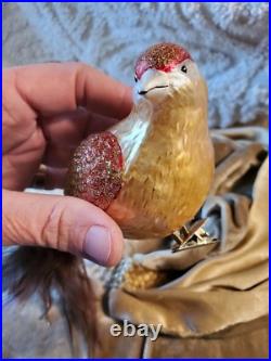 Mercury glass bird ornament Clip On MINT PERFECT 9 LARGE LOT OF 3 VINTAGE MINT