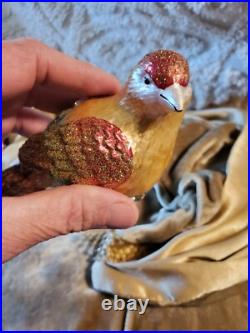 Mercury glass bird ornament Clip On MINT PERFECT 9 LARGE LOT OF 3 VINTAGE MINT