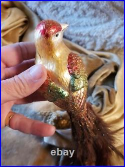 Mercury glass bird ornament Clip On MINT PERFECT 9 LARGE LOT OF 3 VINTAGE MINT